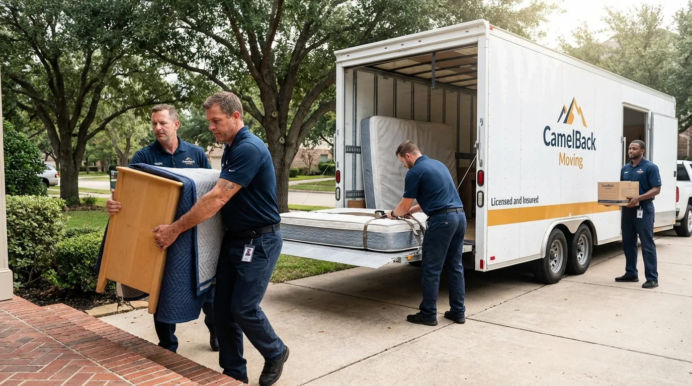Crew loading residential truck for cross-state move from Nebraska City, NE