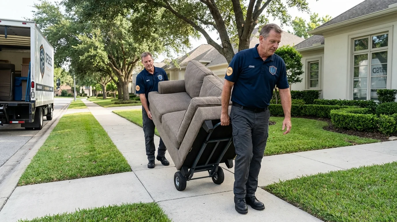 Local residential moving crew loading furniture in Nebraska City, NE